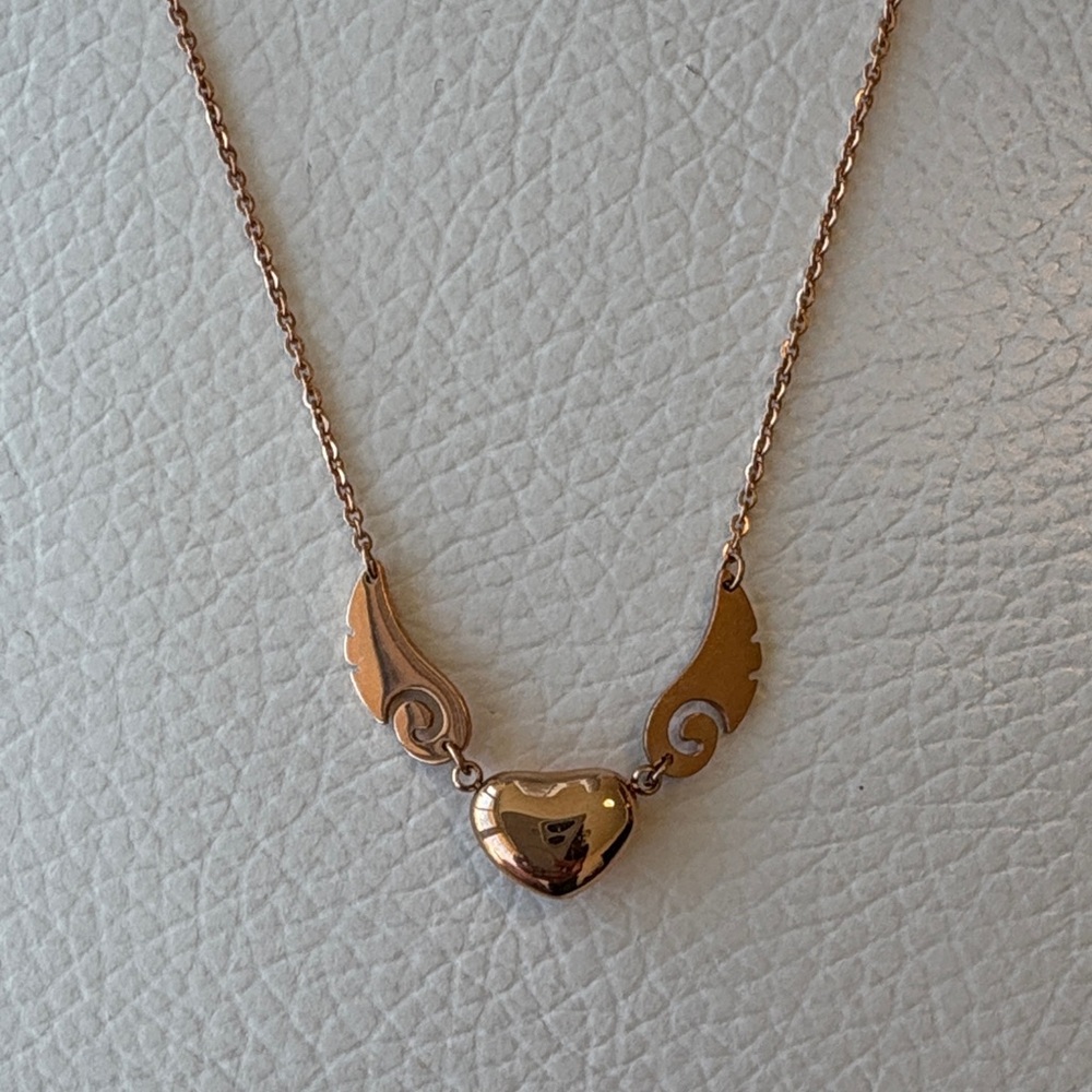 18K-Plated Rose Gold Heart Wings Necklace